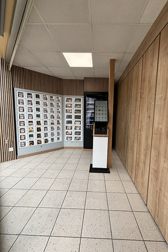 distributeur de pain, distributeur de viennoiserie, distributeur de gateau patissier